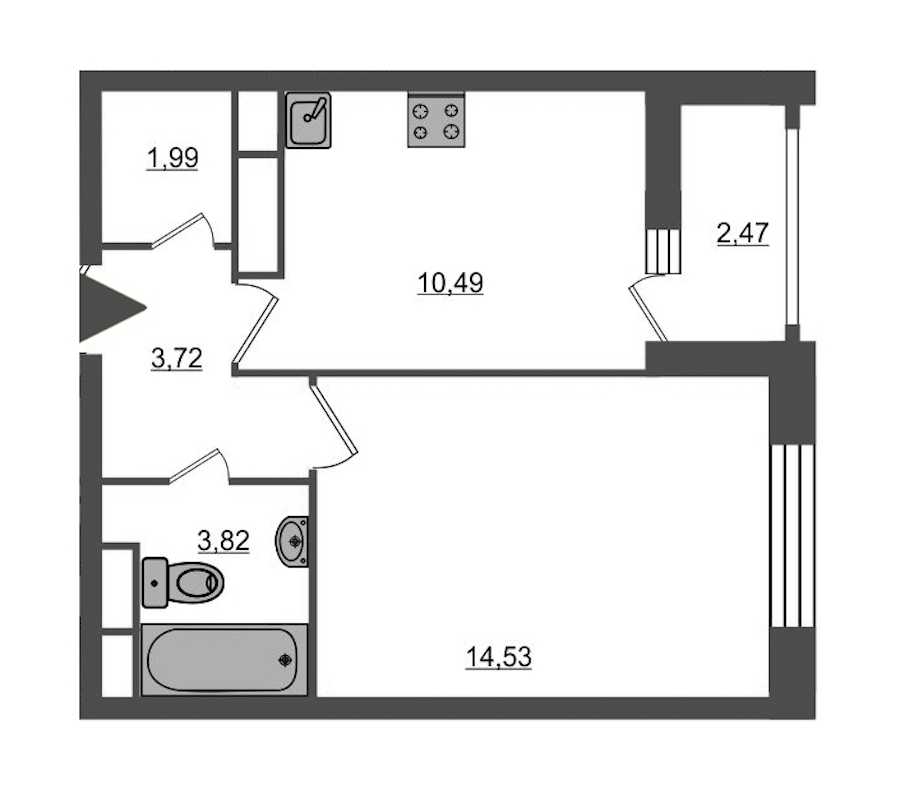 Однокомнатная квартира в : площадь 35.81 м2 , этаж: 13 – купить в Санкт-Петербурге